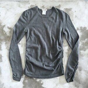 OSCAR DE LA RENTA Gray Cashmere Ruched Sweater Size XS